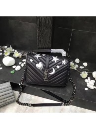Replica YSL Flap Bag Calfskin Leather A392737 black silver buckle JH08290gn30