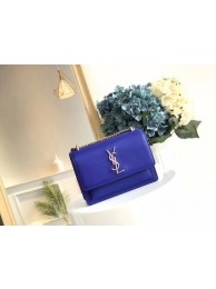 Replica Yves Saint Laurent Original Leatehr mini Shoulder Bag 8004 blue JH08271QT16