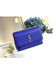 Replica Yves Saint Laurent Original Leatehr Shoulder Bag 8005 blue JH08265Pg26