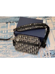 SAFARI MESSENGER BAG Grained Black Calfskin and Dior Oblique Jacquard 1SFPO101 JH06913DY28