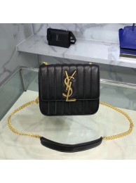 SAINT LAURENT VICKY Splicing Flip Cover Original Leather Bag 532612 Black JH08009sm27