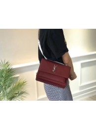 Yves Saint Laurent Original Leatehr Shoulder Bag 8005 Wine JH08266GL26